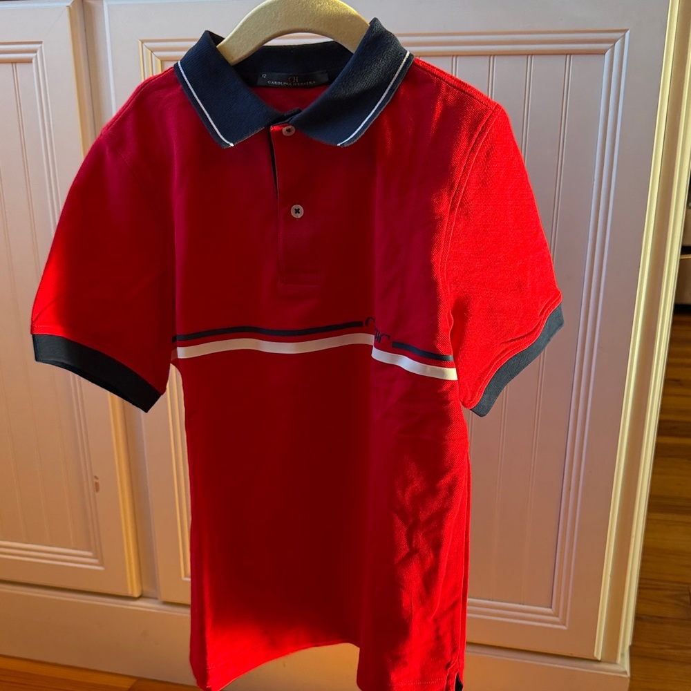 Carolina Herrera kids Red Polo Shirt with blue accents
